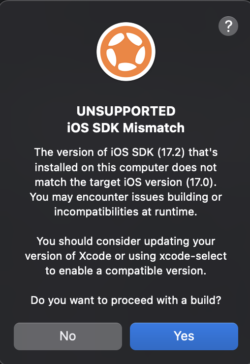 iOS SDK Mismatch